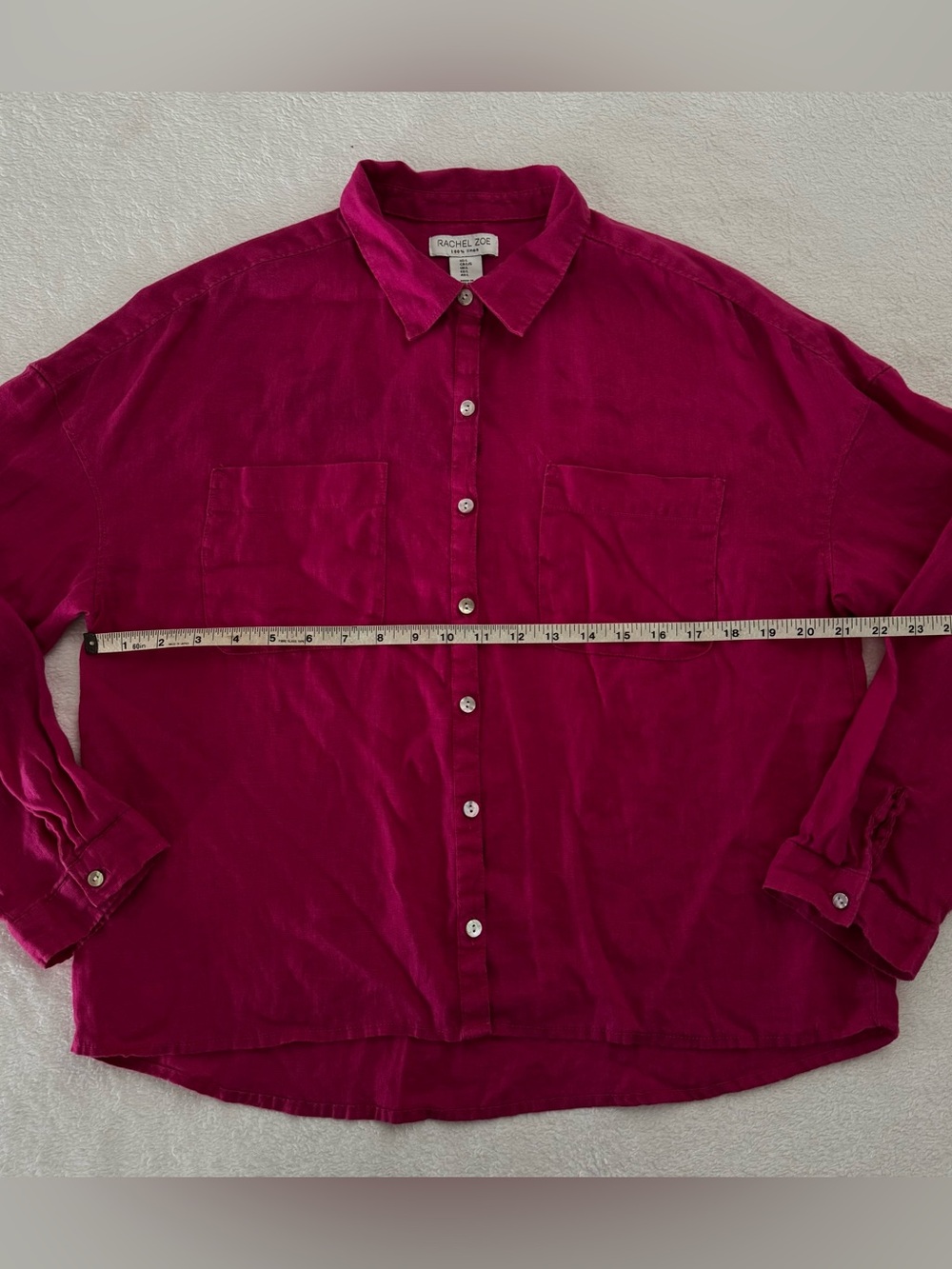 Rachel Zoe Women's Large
Magenta Pink 100% Linen
Boxy Button Down Shirt
Summer - Picture 7 of 8